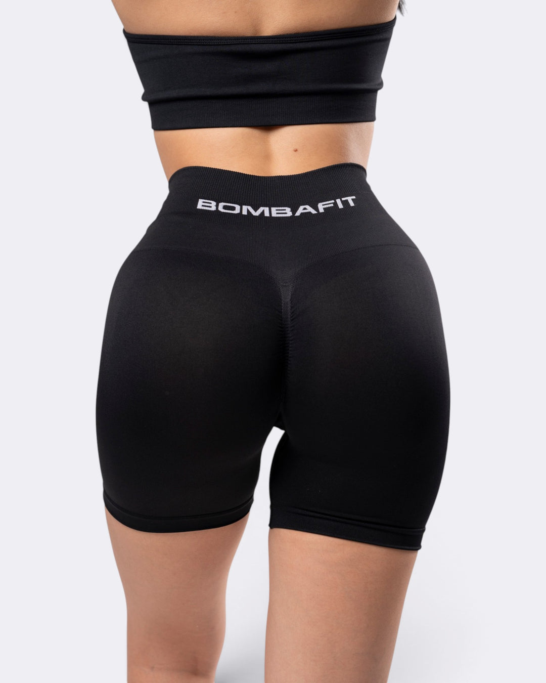 Leggings cortos de tiro alto sin costuras Energy - Negro