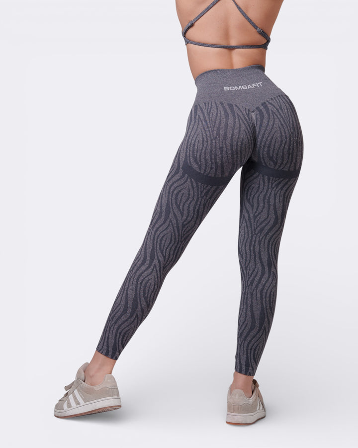 Oasis Leggings Push Zebra - Acciaio - Bombafit