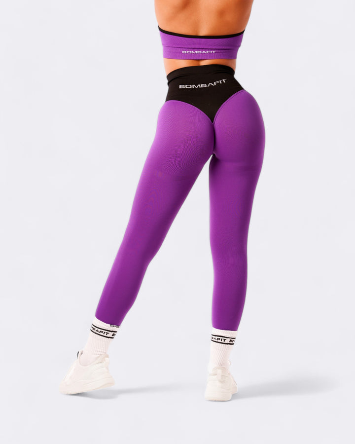 Pump It Bicolor Push Up Leggings - Purple/Black