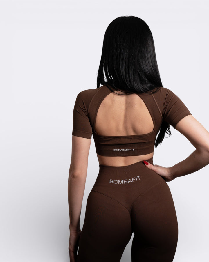 Maglietta Skyn Crop - Marrone