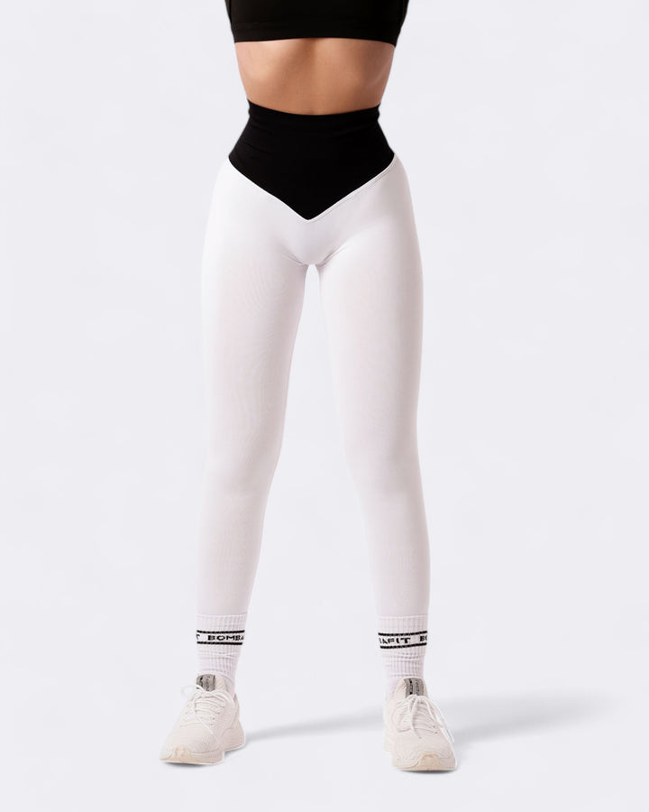 Pump It Bicolor Push Up Leggings - White/Black