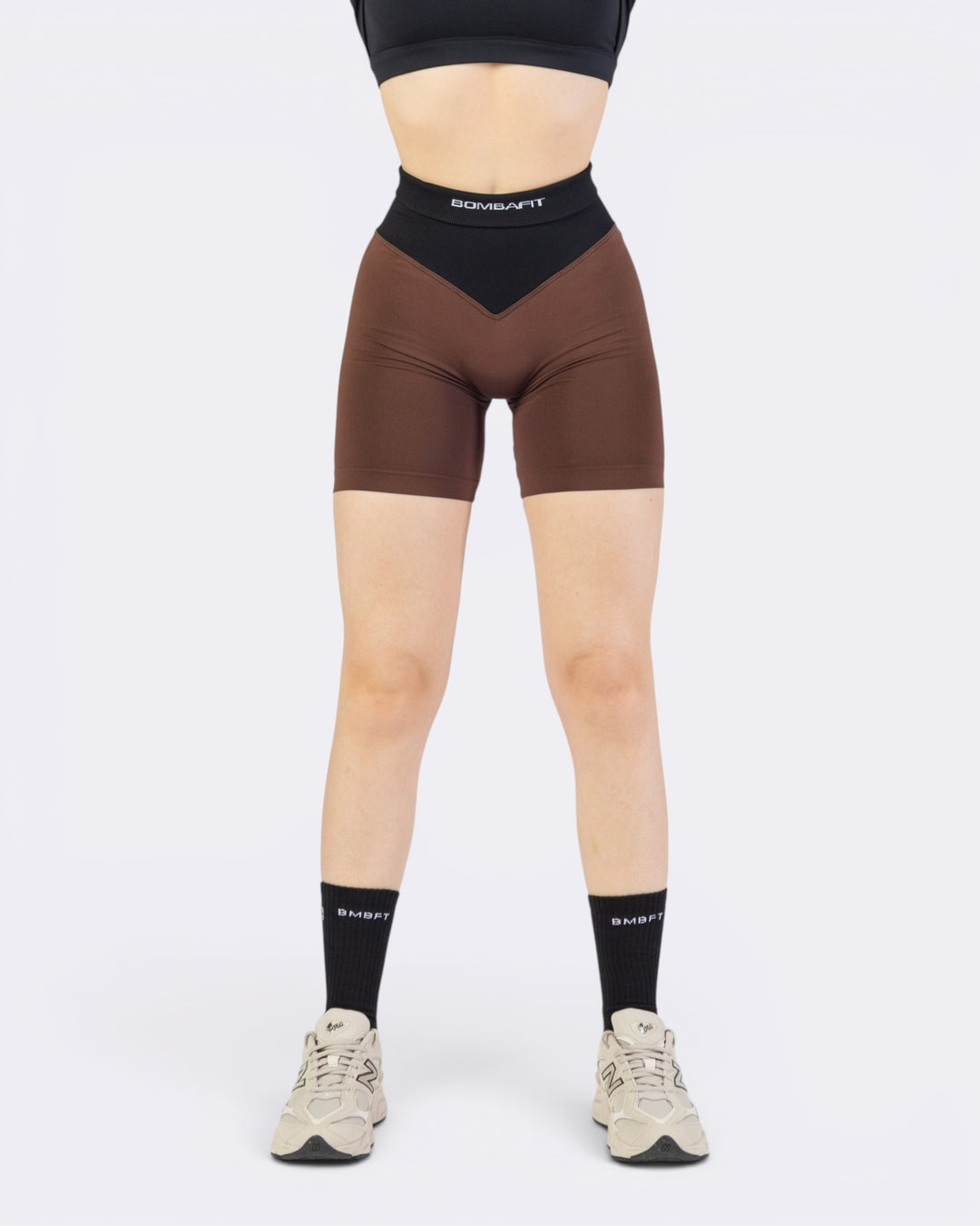 Pump It Bicolor Shorts Leggings - Marrone/Nero - Bombafit