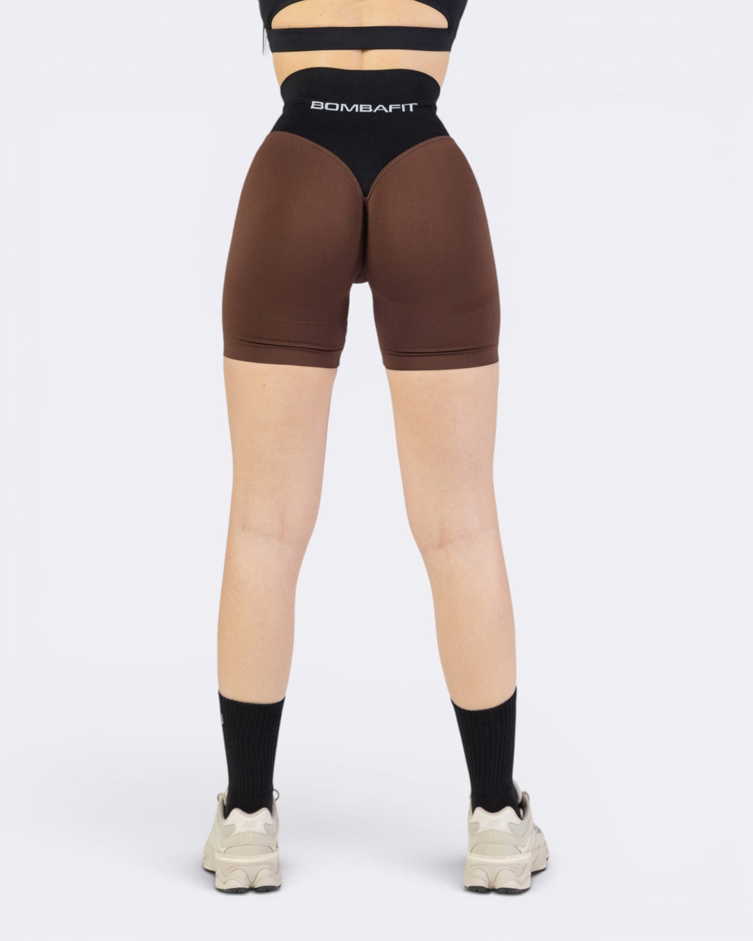 Pump It Bicolor Shorts Leggings - Marrone/Nero - Bombafit