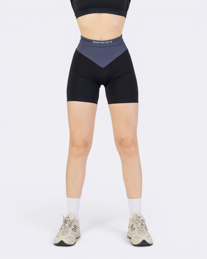 Pump It Bicolor Shorts Leggings - Antracite/Nero - Bombafit