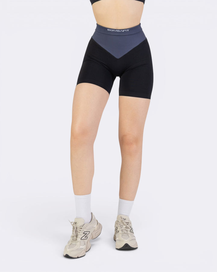 Pump It Bicolor Shorts Leggings - Antracite/Nero - Bombafit